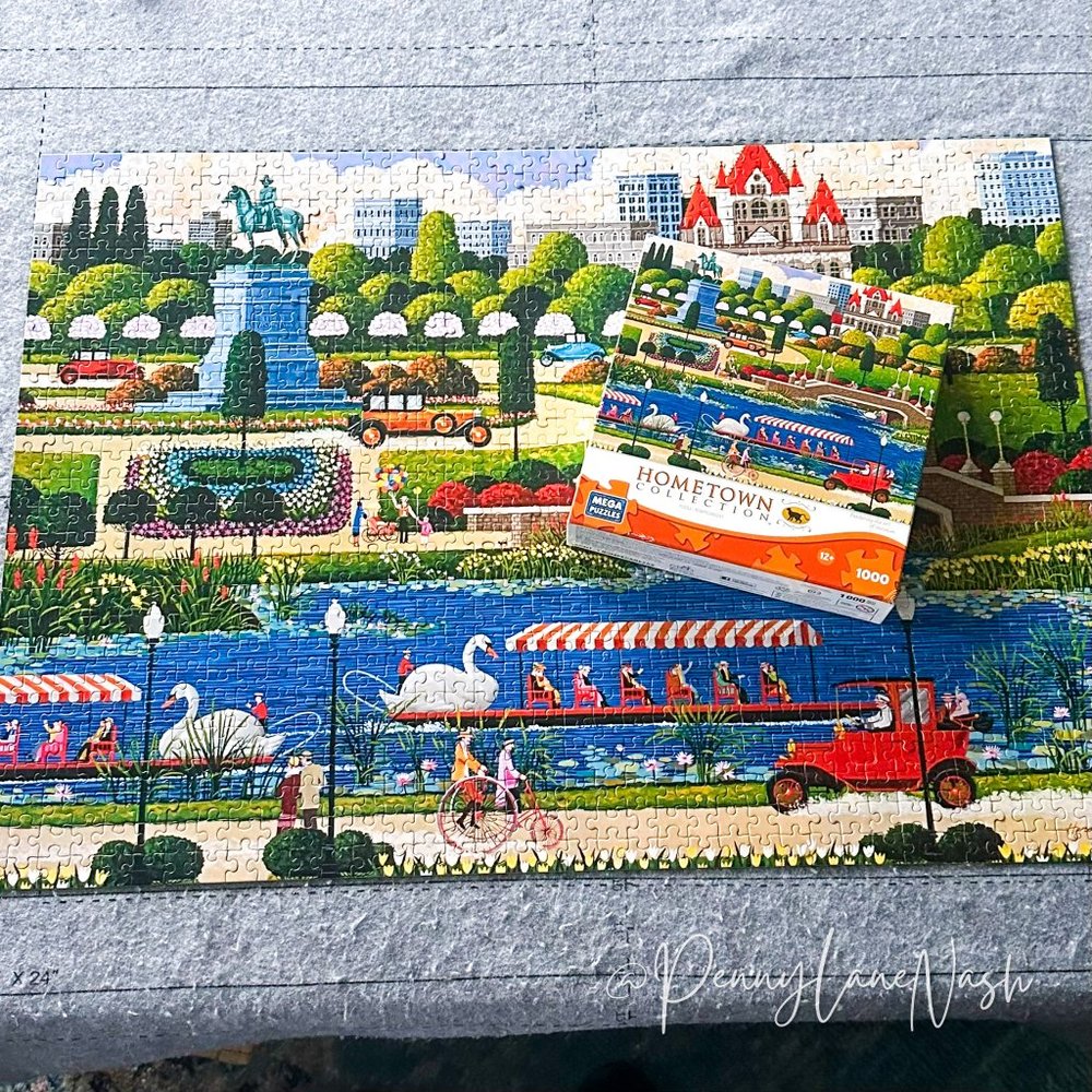 Hometown Collection Swan Boats in Boston Park 1000 Pc Jigsaw Puzzle - Picture 2 of 9